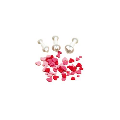 [50803022] COOKIE CUTTERS WITH HEART PUSHER SET OF 3 PCES