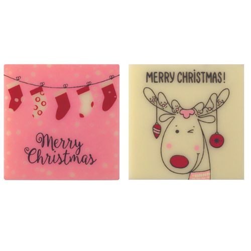 [08056426] 087143 VIERKANTE PCB CB CRAZY CHRISTMAS 2 ONTWERPEN 3,5 CM 120 STUKS ***S/CDE***