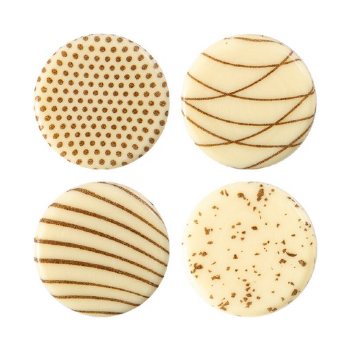 [08054045] 2035019 BRUINE PATROON SCHIJF LIJN/VLEK/STIP CHOCOLADE KARAMEL 3CM 175 STUKS