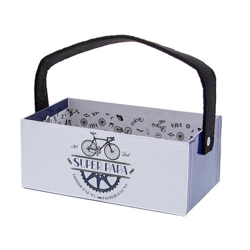 [61250528] RECHTHOEKIGE RECHTE MAND MET FIETSHANDVAT SUPER PAPA L18X10CM HT 7CM