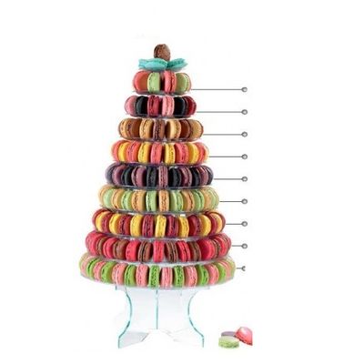 [08039220] MACAROON PYRAMID NM TRANSPARENT VERSION 10 REMOVABLE TRAYS HT46CM DIAM.33CM +-237 MACAROONS