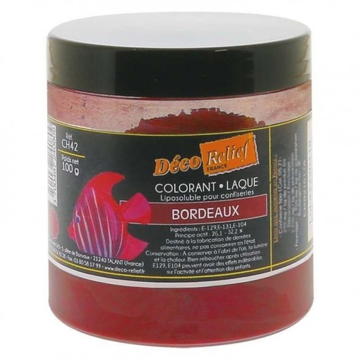 [54300562] POEDER LAK BORDEAUX KLEURSTOF VOOR CHOCOLADE 100GR CH 42