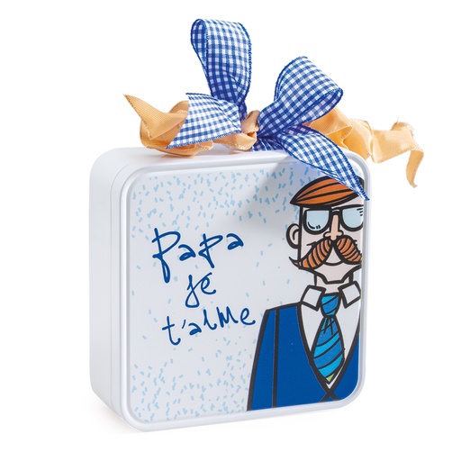 [61700513] WHITE TIE BOX "PAPA JE T'AIME" 13.2X13.2XH4.5CM