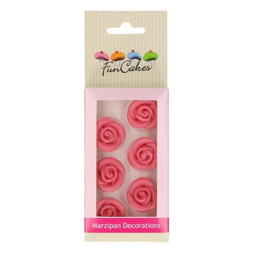 [08053257] FUNCAKES MARSEPEIN DECORATIE ROZEN ROOD 6 STUKKEN