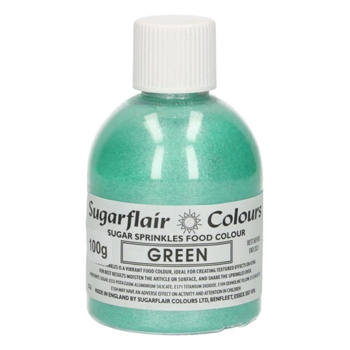[08053243] SUGARFLAIR GROENE MOUSSERENDE SUIKER PAILLETTEN 100GR