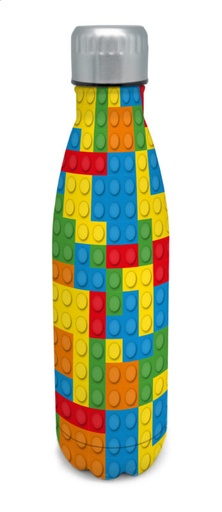 [60250851] NERTHUS STAINLESS STEEL BOTTLE 500ML "MULTICOLOR CUBES" DOUBLE WALL