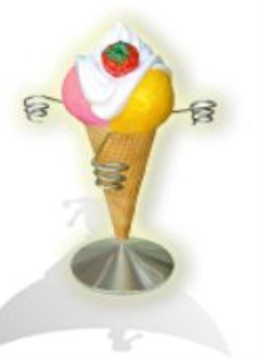 [53913040] MINI CONE HOLDER 3 SCOOPS + CREAM AND STRAWBERRY HT35CM