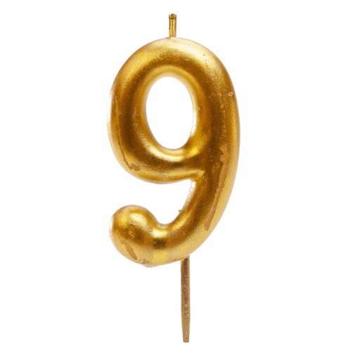 [08041599] GOLD NUMBER CANDLE NO. 9 5.5CM