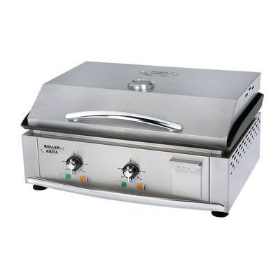 [62250375] ROLLER GRILL PLANCHA COUVERCLE A/CHARNIERE PL600 FULL INOX + THERMOMETRE  N.53197SE