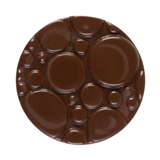 [08063218] 2034813 PLAQUETTE RONDE AVEC RELIEF CHOCOLAT FONDANT 5CM 75 PCES ***S/CDE***