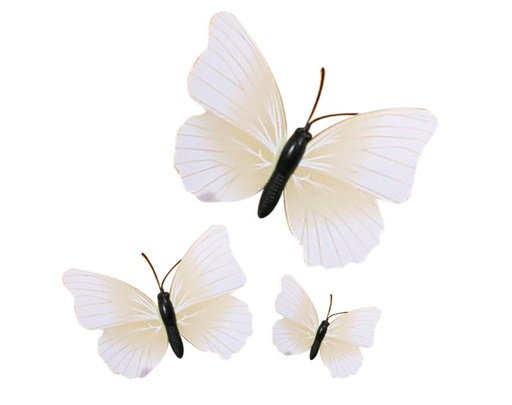 [08076002] DECOR SUR PIC PAPILLONS IVOIRES 3 ASSORTIMENT