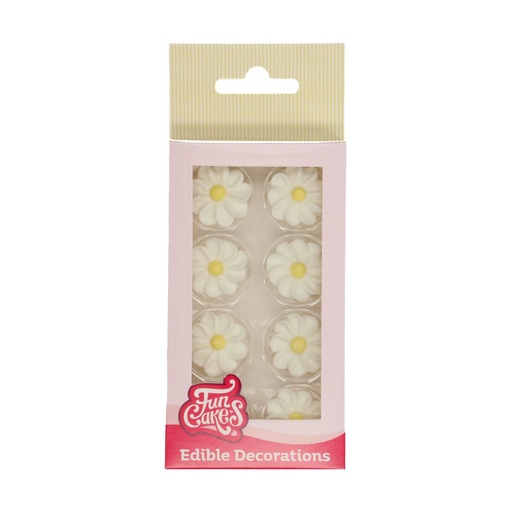 [08053773] FUNCAKES WHITE DAISIES FLOWERS Ø2.6CM 16PCS