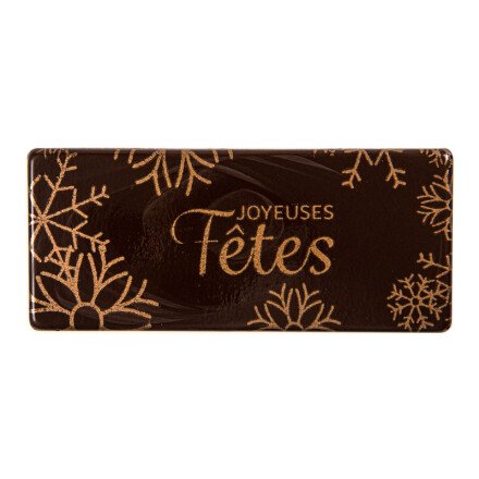 [08054433] 2015858 PLAQUETTE JOYEUSES FETES CHOCOLAT 80X35MM 60PIÈCES