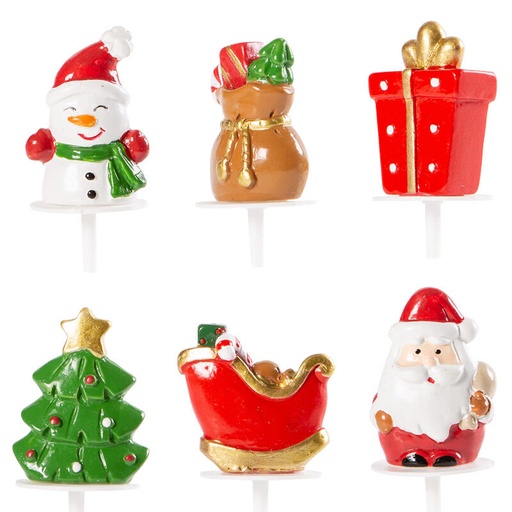 [08082134] 1015297 CHRISTMAS FIGURINE ON PEAK BH SNOW/GIFT/FIR/SLEIGH/SANTA CLAUS 60 PCES