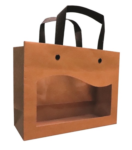 [41603031] KRAFT PAPER BAG + WINDOW "DELICATESSEN" 20X7.5XH/15CM PACK OF 10 PCES