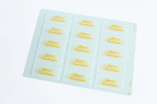 [08057200] 061380 PCB BLISTERS RECTANGLES JOYEUX ANNIVERSAIRESOIT 30 EMPR. 10,5X5 CM 2PCES ***S/CD***
