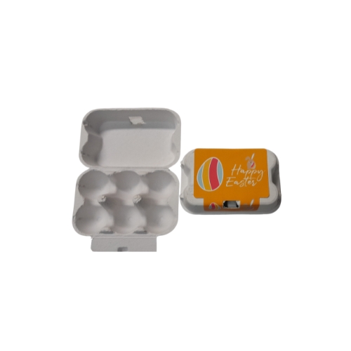 [60700408] "HAPPY EASTER" BOX FOR 6 EGGS + STICKER 9.5X6CM H4CM 12PCS