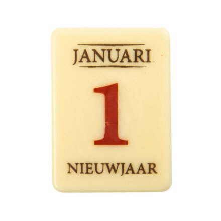 [08054442] 2014640 CALENDAR BOARD 1ST JANUARY NL CHOCOLATE 50X40MM 60 PIECES ***S/CD***