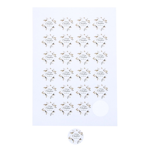 [62230143] AUTOCOLLANT 4CM MERRY CHRISTMAS & HAPPY NEW YEAR 24PCS
