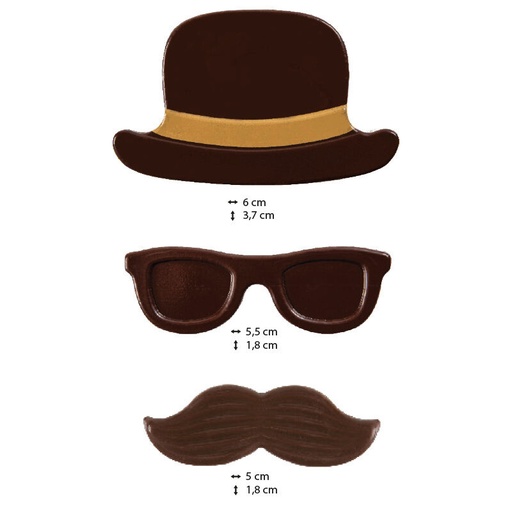 [08053951] 2011055 SET CAP, MOUSTACHE & GLASSES SM CHOCOLATE BLACK 40 SETS PCES ***ON ORDER***