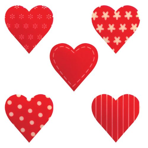 [08056828] 087052 PCB HEARTS CB KELSCH 5 DESIGNS 3X3 CM 135PCS ***S/CDE***