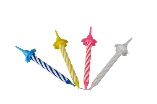 [23010015] BOUGIES 1 AN 5 COLORS+BOBECHES648 PCES