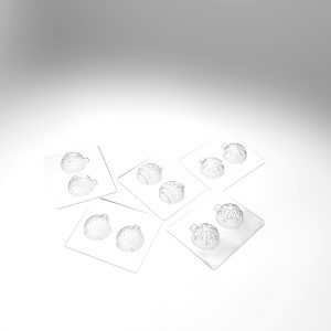 [08057992] 074318 PCB CHRISTMAS BALL MOULDS FOR 15 PIECES 5DESIGNS 5.8X5 CM D.2.5 CM 15PCES ***S/CD***