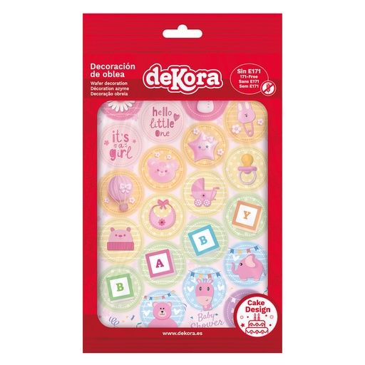 [08041089] MINI WAFER DISC BABY SHOWER GIRL Ø 3.4CM 20 PCES