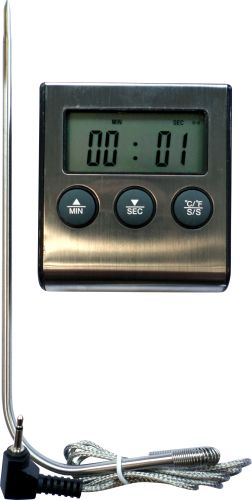 [52902043] DIGITAAL OVEN THERMOMETER MET INOX PEILLOOD 15CM, TIMER,CHRONOMETER EN ALARM VAN -50° TOT +300°