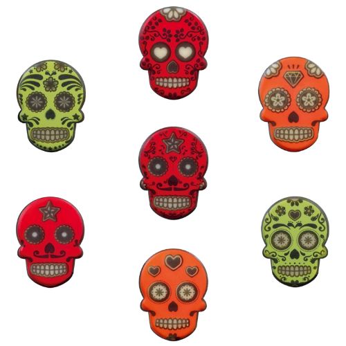 [08056198] 087036 PCB TÊTES DE MORT PAG CALAVERA 7 DESIGNS 3X2,25 CM 208PCES ***S/CDE***