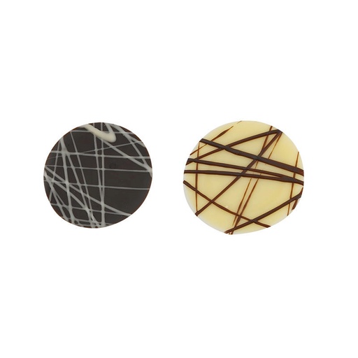 [08080412] 1030101 RONDE FONDANT EN WIT MET LIJNEN 560 STUKS ***OP BESTELLING***