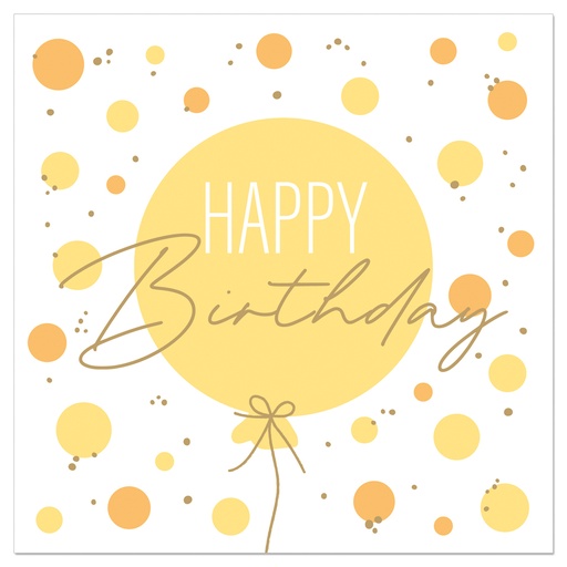 [60700813] ARTEBENE SERVIETTE 33X33CM BALLON JAUNE HAPPY BIRTHDAY 20PCS