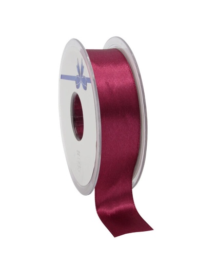 [70410050] DUBBELZIJDIG SATIJNEN BORDEAUX-ROOD LINT 25MMX25M