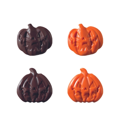 [08058054] 088218 PCB PUMPKINS CN AND CHOCO ORANGE JACK 4 DESIGNS 3.3X3.2CM 140PCS ***S/CDE***