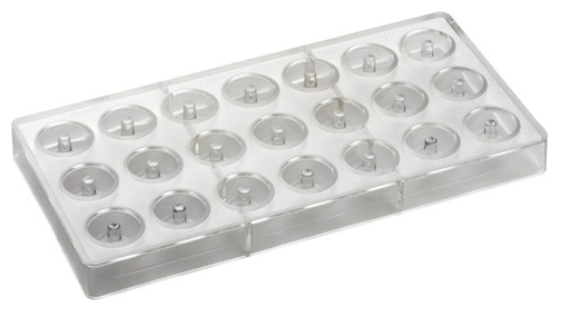 [70409602] ROUND POLYCARBONATE PRALINE MOLD 275X135MM21 PRALINES OF 10GR**28.5MM X16HTMM