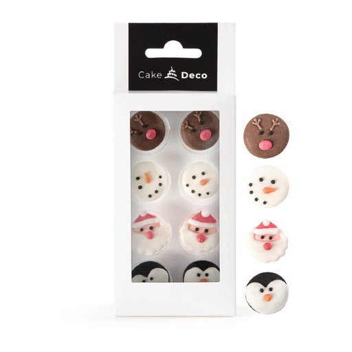 [08054181] *FF*1039410 2D CHRISTMAS FACE DECORATION IN SUGAR Ø 25MM 8 PCES