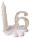 [70409050] CHIFFRES + SOCLE PLASTIQUE N°6 BLANC ET OR + BOUGIE PAQUET DE 10 PCES