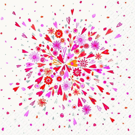 [60700674] STEWO SERVIETTE 33X33CM COEURS ET FLEURS  PAQUET DE 20PCES