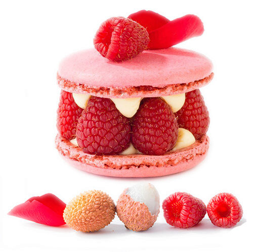 [02100682] ❄️M&A MACARONS ISPAHAN 8CM CREME ROSE   LITCHIS FRAMBOISE 15X100GR