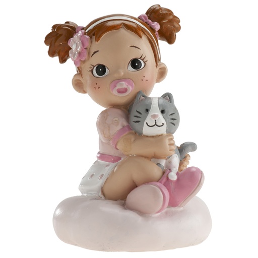 [08041906] 10CM SITTING BABY GIRL FIGURE WITH CAT
