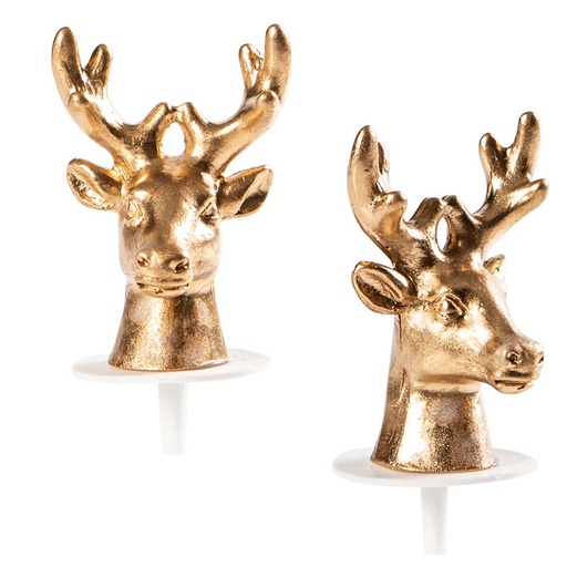 [08082147] 1015392 GOLD REINDEER HEAD ON PEAK 24 PIECES = BOX***S/CD***