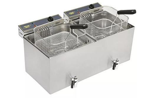 [62250384] ROLLER GRILL FRYER 12L+12L W/TAP