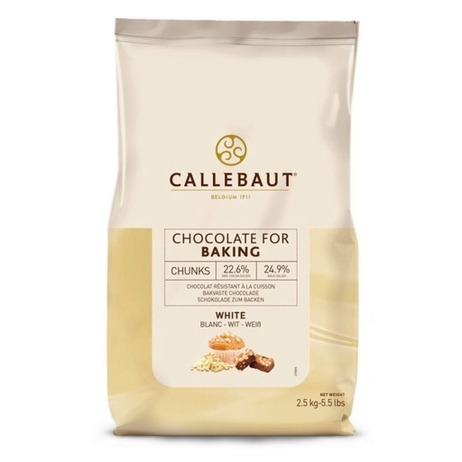 [05100887] CALLEBAUT CHW-CU-18V02NV-552 WITTE CHUNKS  KARTON VAN 4 ZAKKEN X 2,5KG = ZAK