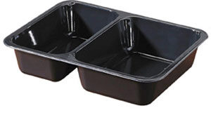 [41602922] DUNI BARQUETTE PLASTIQUE 2 COMPARTIMENTS 225X175X43MM 655/455ML 300PCES