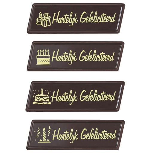[08080995] 2054206 PLAQUETTE HARTELIJK GEFELICITEERD 60PCES ***S/CDE***