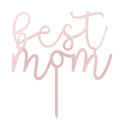 [08054531] 1010812 CAKETOPPER BEST MOM ROSE 11X8CM PLASTIQUE 10PCES  ***S/CD***