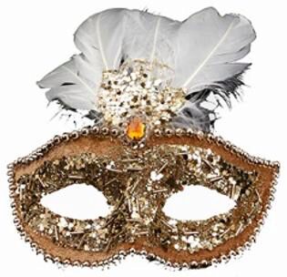 [60700507] GOLD MASK WITH FEATHER 160X200MM