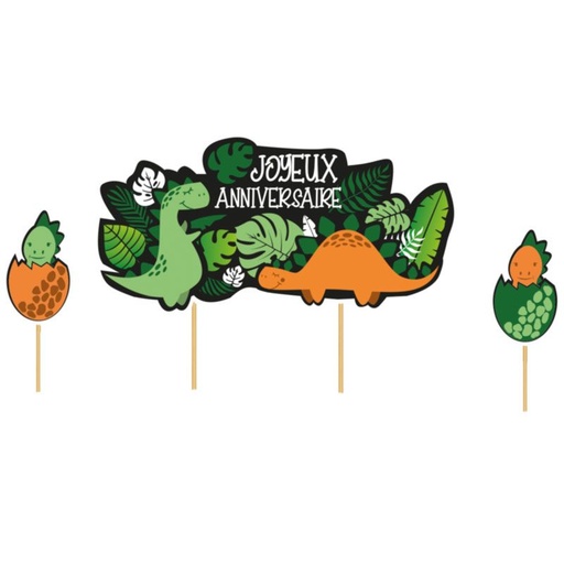 [08075555] CAKE TOPPER HAPPY BIRTHDAY DINOSAURS 3PCS