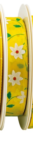 [61700551] YELLOW RIBBON WITH FLOWERS 15MMX25M