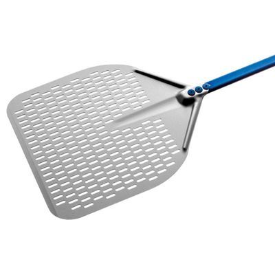 [50703974] GI-METAL PIZZA PEEL RECTANGULAR ANODISED ALUMINIUM DRILLED 36X36CM HANDLE 150CM